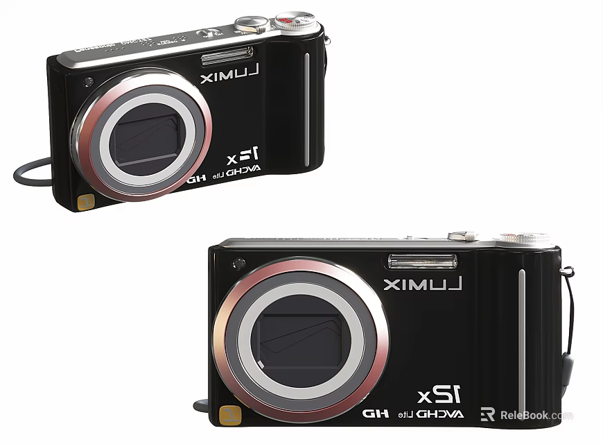 LUMIX Two Black Digital Cameras Compact Design with x5i Lens and DMC-GH Series 3d model 