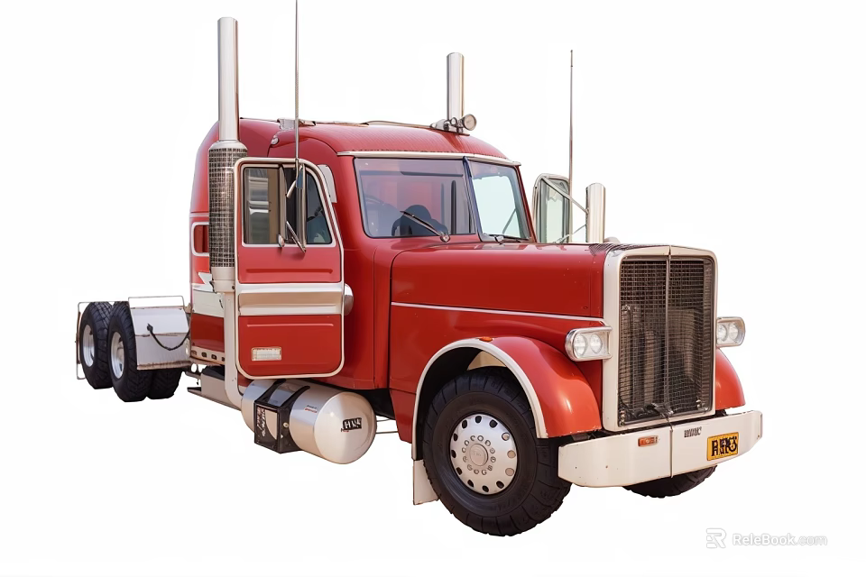 Vintage Red Heavy Duty Semi Truck With Chrome Accents And Dual Exhaust Pipes 3d model 