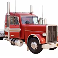 Vintage Red Heavy Duty Semi Truck With Chrome Accents And Dual Exhaust Pipes