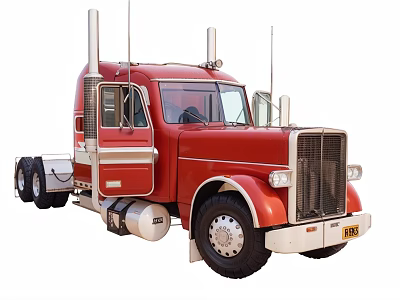 Vintage Red Heavy Duty Semi Truck With Chrome Accents And Dual Exhaust Pipes 3d model
