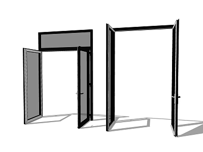 Modern Double Doors Design For Home Interior With Open Panels And Frame 3d model