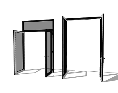 Modern Double Doors Design For Home Interior With Open Panels And Frame 3d model