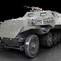 Vintage Military Half Track Tank With Mounted Machine Gun And Armored Body