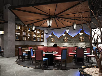 New Chinese Hot Pot Shop 3d model