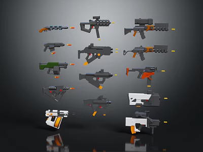Various Modern Weapons Collection Featuring Rifles Pistols and Tactical Designs 3d model