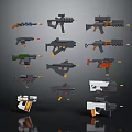 Various Modern Weapons Collection Featuring Rifles Pistols and Tactical Designs