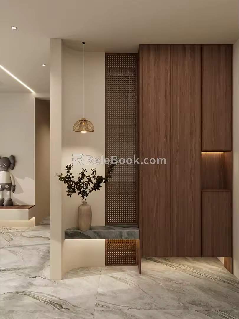 Nordic Cream Middle Ancient Style Shoe Cabinet Partition Entrance 3d model