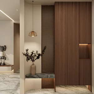 Nordic Cream Middle Ancient Style Shoe Cabinet Partition Entrance 3d model