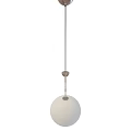 Modern Tech Exhibition Hall With White Spherical Lampshade Metal Bracket And Minimalist Design