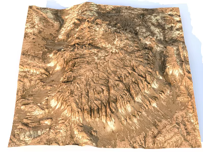 3D Terrain Model With Mountainous Landscape Detailed Topographic Features And Rugged Surface 3d model