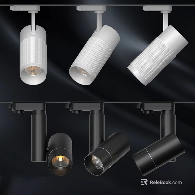 White And Black Downlights And Spotlights With Modern Textured Design For Home Ceiling Lighting 3d model 