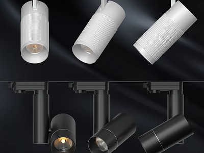 White And Black Downlights And Spotlights With Modern Textured Design For Home Ceiling Lighting 3d model