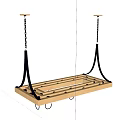 Hanging Wooden Tray Dinnerware Set With Metal Chains And Hooks For Kitchen Storage