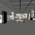 Modern Clothing Store Interior Design With Bar Counter Stools And Clothing Displays