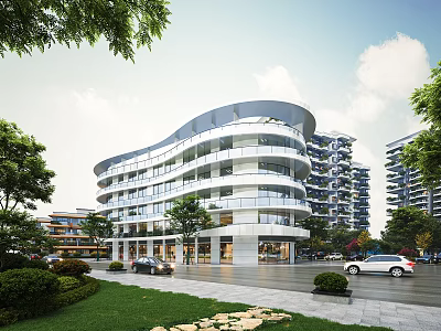 Modern Detached Villa Exterior Design With Landscaped Garden Driveway And Large Windows 3d model