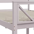Light Colored Metal Frame Double Bed With X Shaped Headboard And Footboard