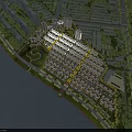 Aerial Planning of Waterfront Residential Area with Green Spaces and High Rise Buildings