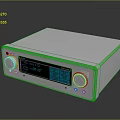 Modern Denon Silver Audio Amplifier With Digital Display And Control Knobs