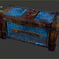 Rusted Metal Chest With Blue Glowing Panels And Transparent Sections Vintage Tech Design