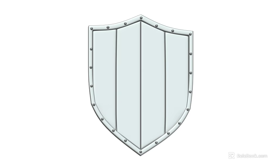 Traditional Metal Shield Weapon With Riveted Panels And Defensive Design Elements 3d model 