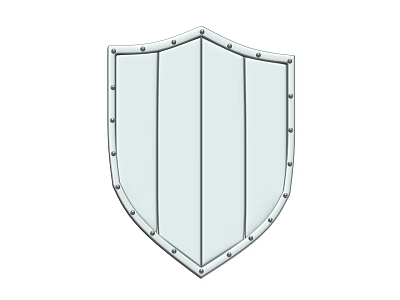 Traditional Metal Shield Weapon With Riveted Panels And Defensive Design Elements 3d model