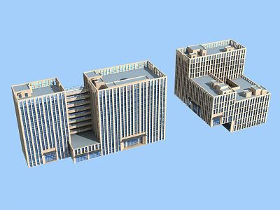 Modern Commercial Complex Architecture With Multiple Buildings And Office Retail Spaces 3d model