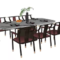 New Chinese Dining Table and Chair Combination 3d model