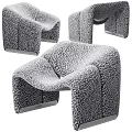 Modern Single Sofa With Textured Fabric And Curved Design For Living Room