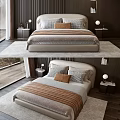 Modern Bedroom Interior With Double Bed Nightstands Table Lamps Pillows Blanket And Rug