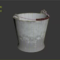 Silver Metal Household Bucket With Sturdy Handle And Red Accent Detail For Daily Use