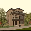Modern Two Story Detached Villa With Large Windows And Green Surroundings