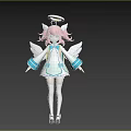 Anime Style Angel Character Fantasy Creature With Pink Hair Halo And White Wings