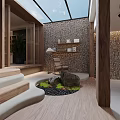 Modern Basement Interior With Sports Car And Stylish Decor