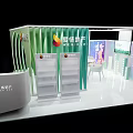 Modern Exhibition Booth Design With Transparent Partitions Round Table And Chairs