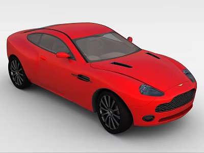Red Modern Sports Car 3D Model Showcasing Sleek Body And Black Alloy Wheels Design 3d model