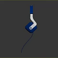 Modern Headphones With Blue Headband White And Black Ear Cups And Reflective Surface