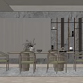 Quiet Dining Table and Chair Combination Dining Table and Chair 3d model