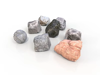 Collection Of Natural Raw Stones With Various Colors And Irregular Shapes 3d model