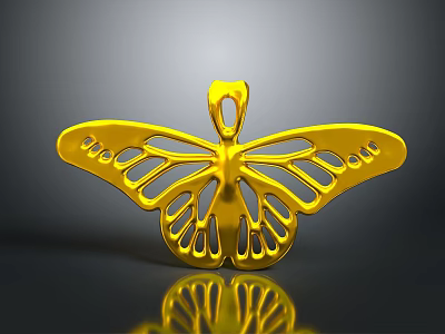 Fashionable Golden Butterfly Shaped Hollow Out Clothing Accessory With Shiny Reflective Surface 3d model