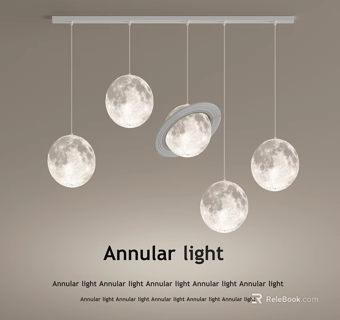 Stylish Moon Shaped Pendant Lights Featuring Annular Light Design For Modern Spaces 3d model