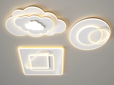 Unique Modern LED Ceiling Lights With Cloud Round Square Shapes 3d model
