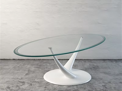 Modern Round Coffee Table With Glass Top And White Sculptural Base 3d model
