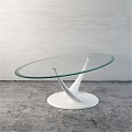 Modern Round Coffee Table With Glass Top And White Sculptural Base