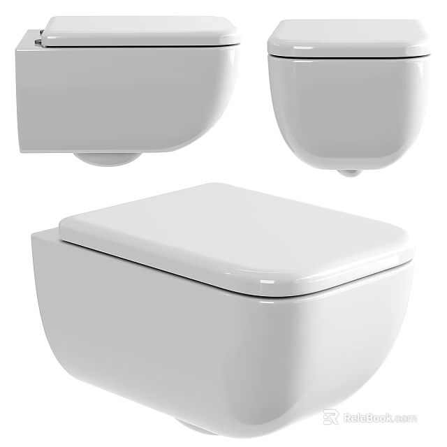 White Wall Hung Toilet Modern Design With Sleek Appearance And Clean Lines 3d model 