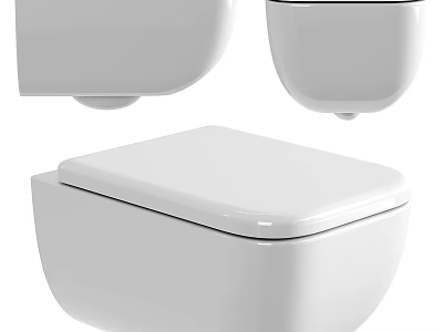 White Wall Hung Toilet Modern Design With Sleek Appearance And Clean Lines 3d model