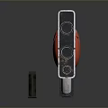 Futuristic Mechanical Weapon With White Black Body And Red Circular Component