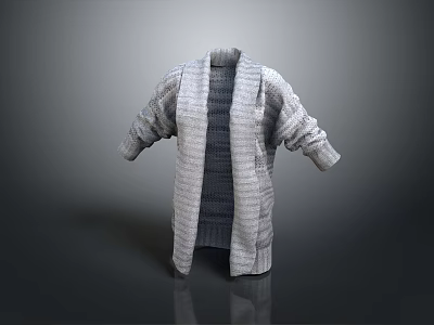 Adorable Animal Wearing Gray Knitted Cardigan On Dark Reflective Surface 3d model