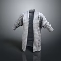 Adorable Animal Wearing Gray Knitted Cardigan On Dark Reflective Surface