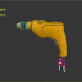 Yellow WORKPRO Electric Drill Power Tool With Drill Bit And Ergonomic Handle Design 3d model