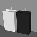 Modern Minimalist White and Black Washbasin with Sleek Design and Silver Faucet